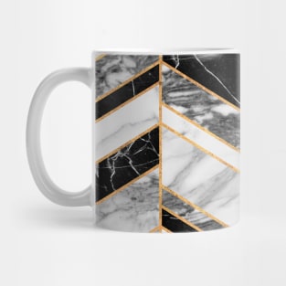 Abstract Chevron Pattern - Black and White Marble Mug